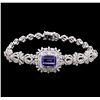 4.31 ctw Tanzanite and Diamond Bracelet - 14KT White Gold