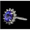 3.5 ctw Tanzanite and Diamond Ring - 14KT White Gold