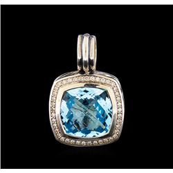 David Yurman Blue Topaz and Diamond Albion Pendant - Sterling Silver