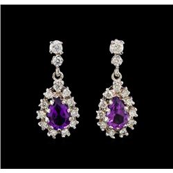 14KT White Gold 2.72 ctw Amethyst and Diamond Earrings