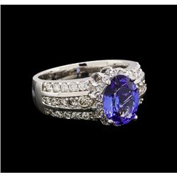 14KT White Gold 2.48 ctw Tanzanite and Diamond Ring