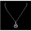 Image 2 : GIA Cert 16.66 ctw Tanzanite and Diamond Pendant With Chain - 14KT White Gold