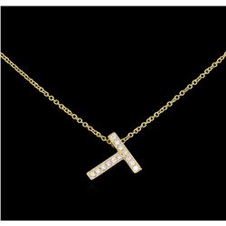 0.19 ctw Diamond Pendant With Chain - 14KT Yellow Gold