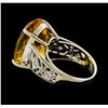 Image 3 : 13.90 ctw Citrine and Diamond Ring - Platinum