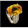 Image 4 : 13.90 ctw Citrine and Diamond Ring - Platinum