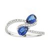 Image 1 : 0.94 ctw Sapphire and Diamond Ring - 18KT White Gold