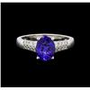 Image 2 : 1.79 ctw Tanzanite and Diamond Ring - 14KT White Gold