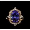 Image 2 : 6.89 ctw Tanzanite and Diamond Ring - 14KT Rose Gold