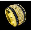 Image 4 : Sapphire and Diamond Ring - 18KT Yellow Gold