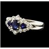 Image 1 : 0.93 ctw Sapphire and Diamond Ring - Platinum