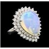 Image 1 : 9.78 ctw Opal and Diamond Ring - 14KT White Gold