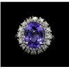 Image 2 : 6.82 ctw Tanzanite and Diamond Ring - 14KT White Gold