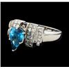 3.27 ctw Blue Zircon and Diamond Ring - 14KT White Gold