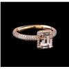 Image 1 : 1.35 ctw Morganite and Diamond Ring - 14KT Rose Gold