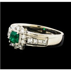 0.38 ctw Emerald and Diamond Ring - Platinum