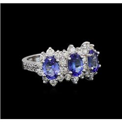 14KT White Gold 1.88 ctw Tanzanite and Diamond Ring