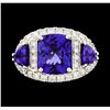 Image 3 : 6.10 ctw Tanzanite and Diamond Ring - 14KT White Gold