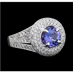 1.53 ctw Tanzanite and Diamond Ring - 14KT White Gold