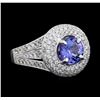 Image 1 : 1.53 ctw Tanzanite and Diamond Ring - 14KT White Gold