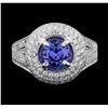 Image 2 : 1.53 ctw Tanzanite and Diamond Ring - 14KT White Gold