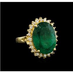 14KT Yellow Gold 9.11 ctw Emerald and Diamond Ring