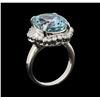 Image 4 : 9.66 ctw Aquamarine and Diamond Ring - Platinum