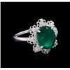 Image 1 : 14KT White Gold 2.48 ctw Emerald and Diamond Ring