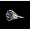 3.77 ctw Tanzanite and Diamond Ring - 14KT White Gold