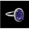 Image 1 : GIA Cert 7.76 ctw Tanzanite and Diamond Ring - 18KT White Gold