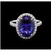 Image 2 : GIA Cert 7.76 ctw Tanzanite and Diamond Ring - 18KT White Gold