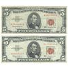 Image 1 : 1963 $5 Fine Red Seal Bill Lot of 2