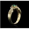 Image 3 : 14KT Yellow Gold 0.82 ctw Emerald and Diamond Ring