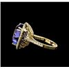 Image 3 : GIA Cert 19.46 ctw Tanzanite and Diamond Ring - 14KT Yellow Gold