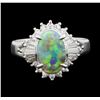 Image 2 : 1 ctw Black Opal and Diamond Ring - Platinum