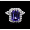 Image 2 : 3.96 ctw Tanzanite and Diamond Ring - 14KT White Gold