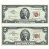 Image 1 : 1963 $2 Uncirculated Red Seal Bill Lot of 2