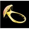 Image 3 : Coral and Diamond Ring - 18KT Yellow Gold