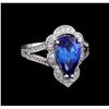 Image 1 : 3.68 ctw Tanzanite and Diamond Ring - 14KT White Gold