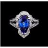 Image 2 : 3.68 ctw Tanzanite and Diamond Ring - 14KT White Gold