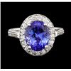 Image 2 : 4.98 ctw Tanzanite and Diamond Ring - 14KT White Gold