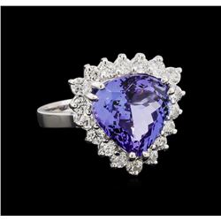 5.49 ctw Tanzanite and Diamond Ring - 14KT White Gold