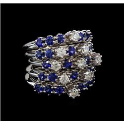 14KT White Gold 5.72 ctw Sapphire and Diamond Ring