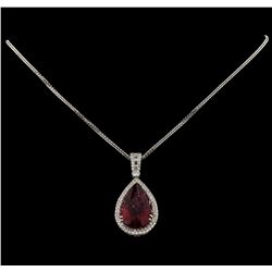 17.94 ctw Tourmaline and Diamond Pendant With Chain - 18KT White Gold