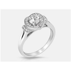 Cubic Zirconia and Diamond Ring - 14KT White Gold