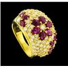 Image 4 : Ruby and Diamond Ring - 18KT Yellow Gold