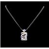 14KT White Gold 3.60 ctw Tanzanite and Diamond Pendant With Chain