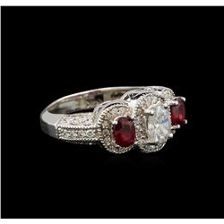 14KT White Gold 0.84 ctw Ruby and Diamond Ring