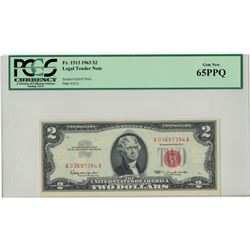 1963 $2 PCGS Gem New 65PPQ Legal Tender Note