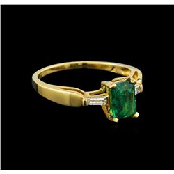 0.80 ctw Emerald and Diamond Ring - 14KT Yellow Gold