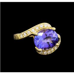 14KT Yellow Gold 4.49 ctw Tanzanite and Diamond Ring